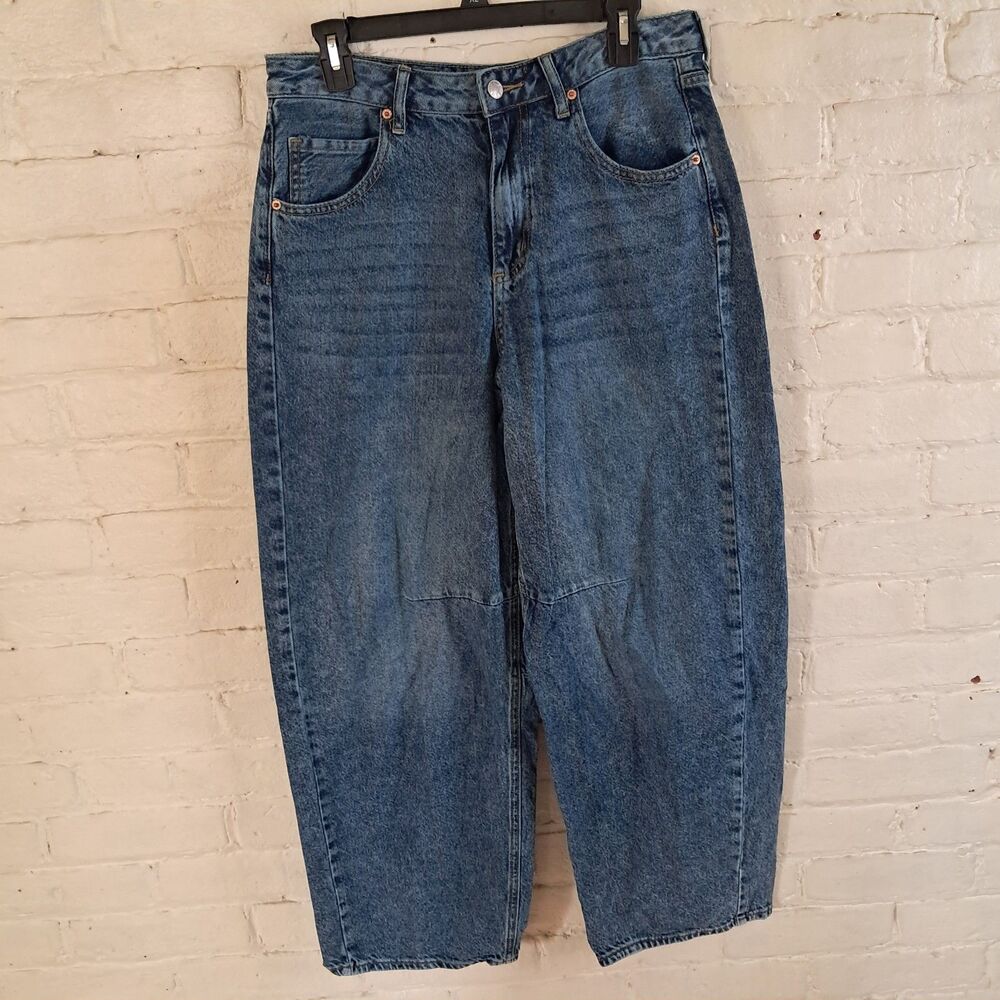 S.O.N.G. womens 9/29 medium wash blue barrel leg jeans Balloon Wide Leg Baggy